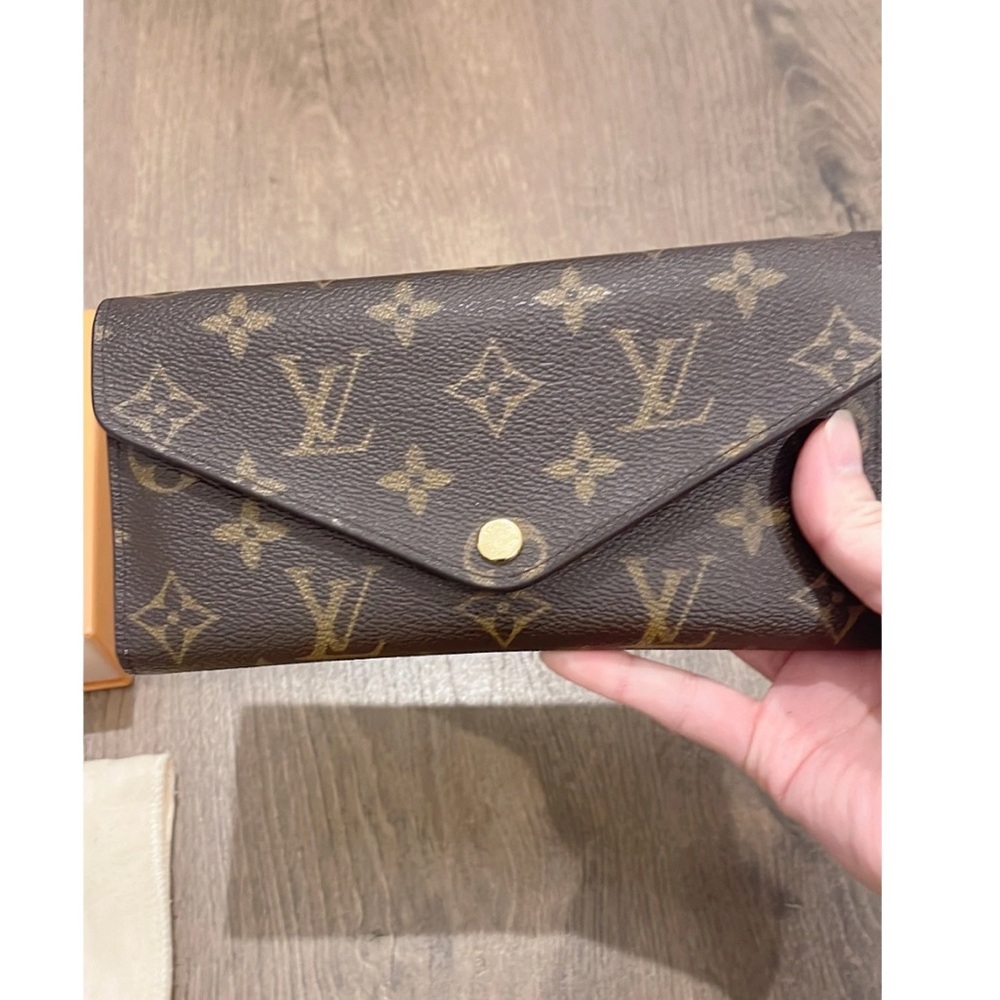 Louis Vuitton Brown Monogram Canvas Long Wallet with Gold Snap
